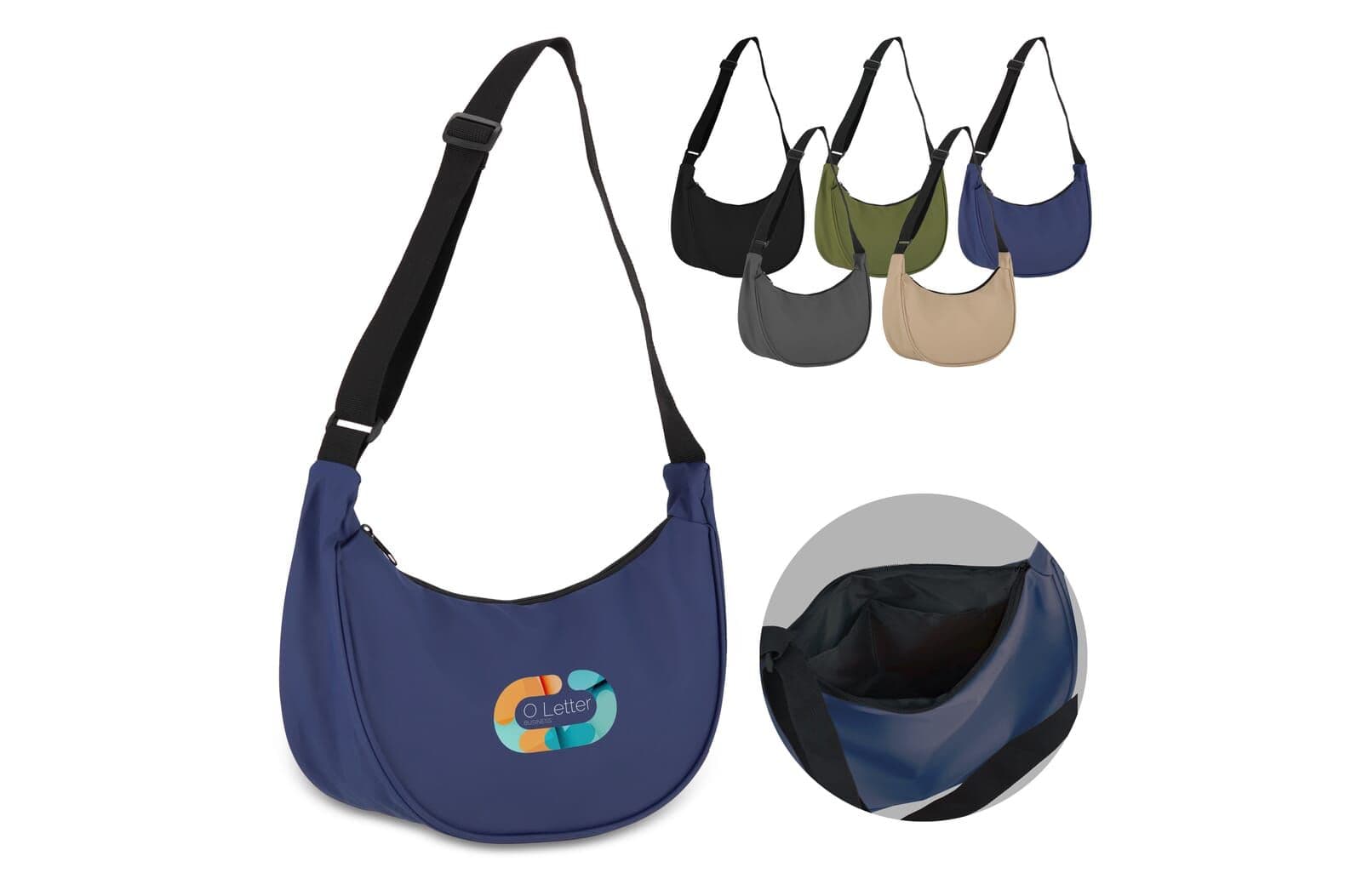 PU-gecoat R-PET 600D halve maan sling tas 1