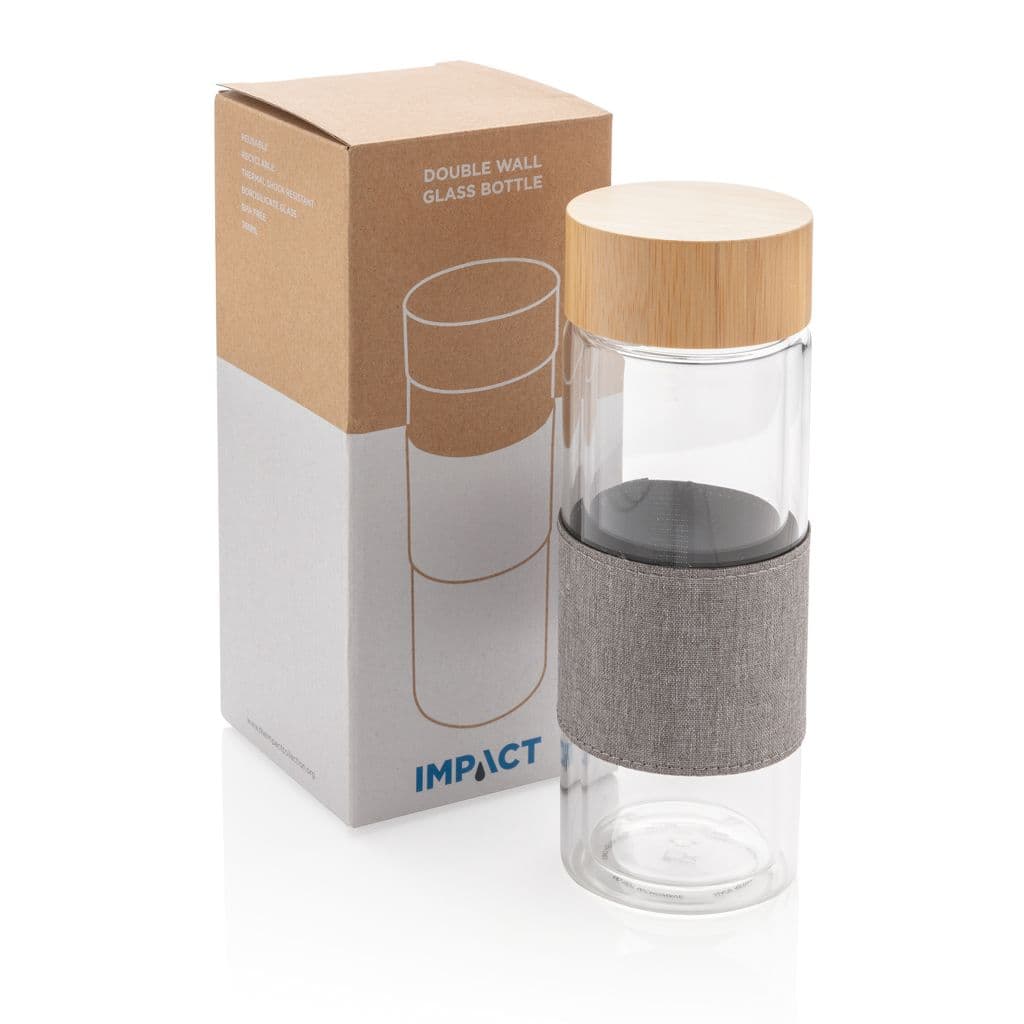 Impact dubbelwandige borosilicaat glazen drinkfles thumbnail 8