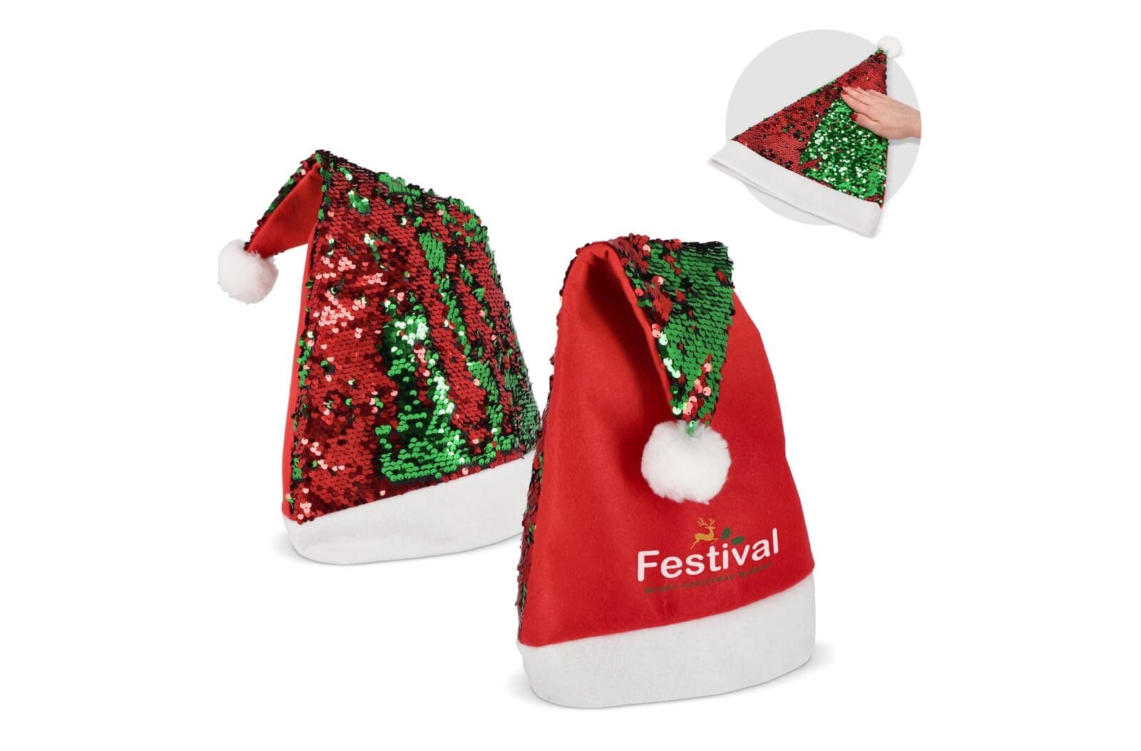Tweekleurige pailletten kerstmuts 1