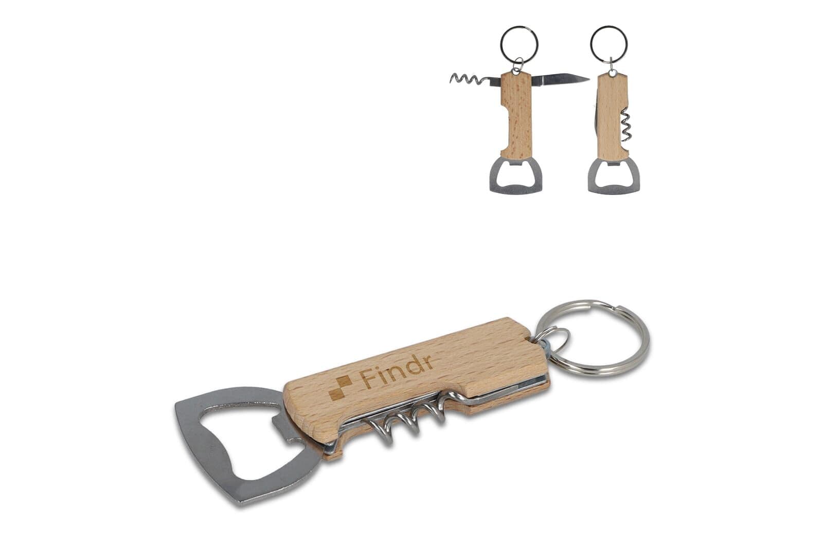 Bamboe wijn & flesopener sleutelhanger 1