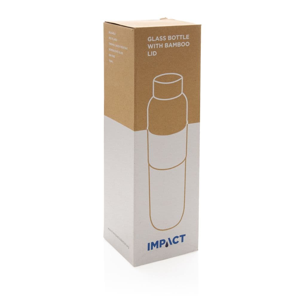 Impact borosilicaat glazen fles met bamboe deksel thumbnail 4