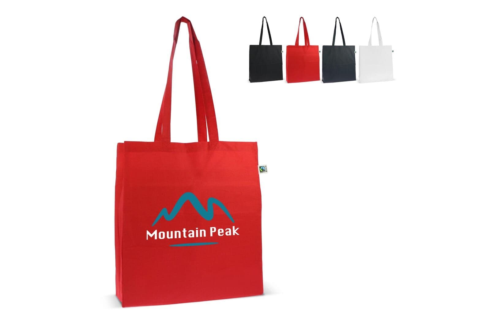 Fairtrade katoenen tas gekleurd lang 140g/m² 38x10x42cm 1
