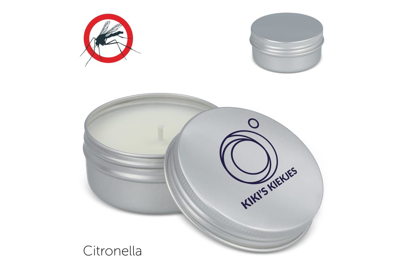 Citronella insectenwerende plantaardige kaars in gerecycled blik 1