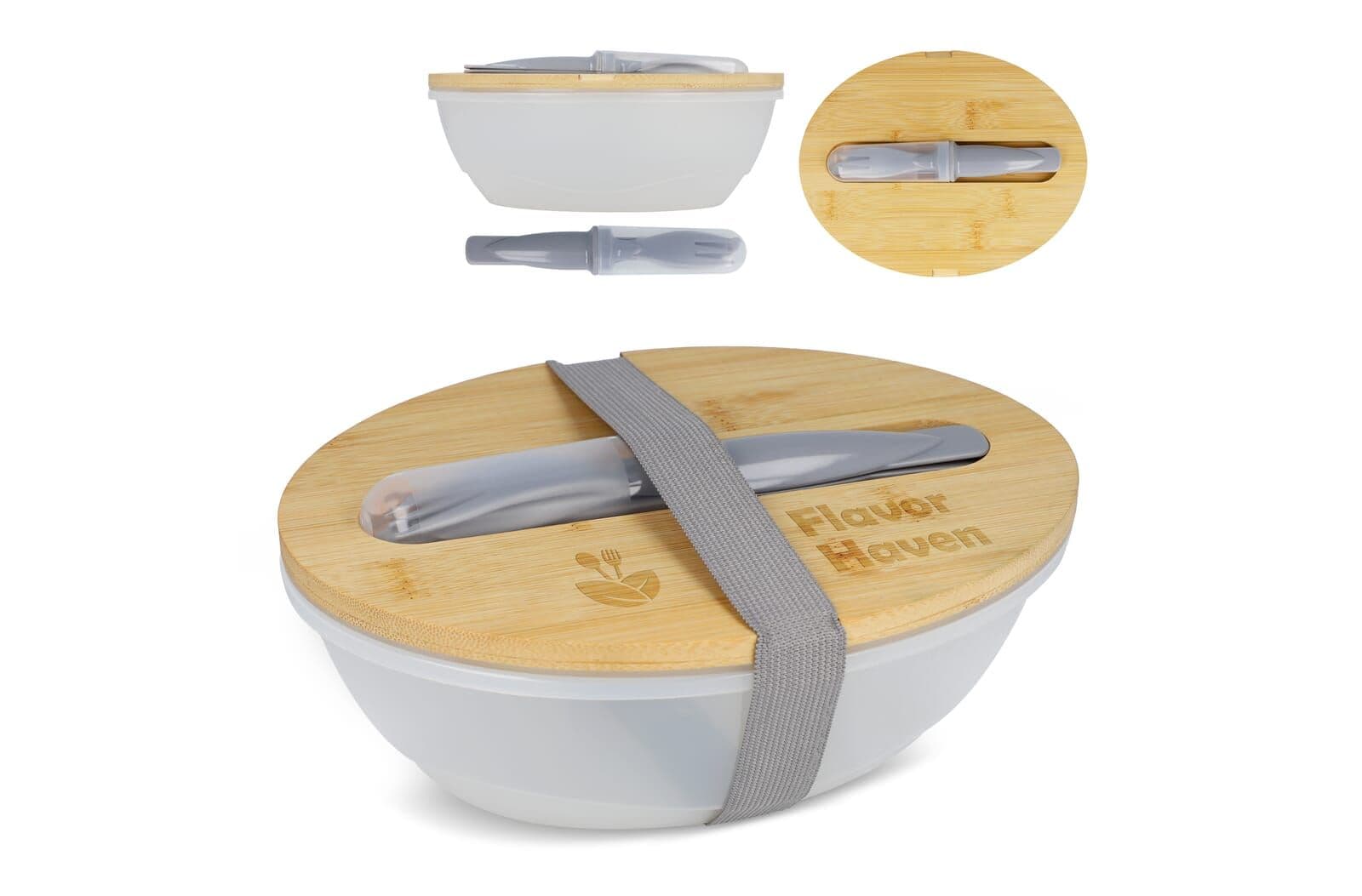 Lunchbox R-PP & bamboe met bestek - 1L 1