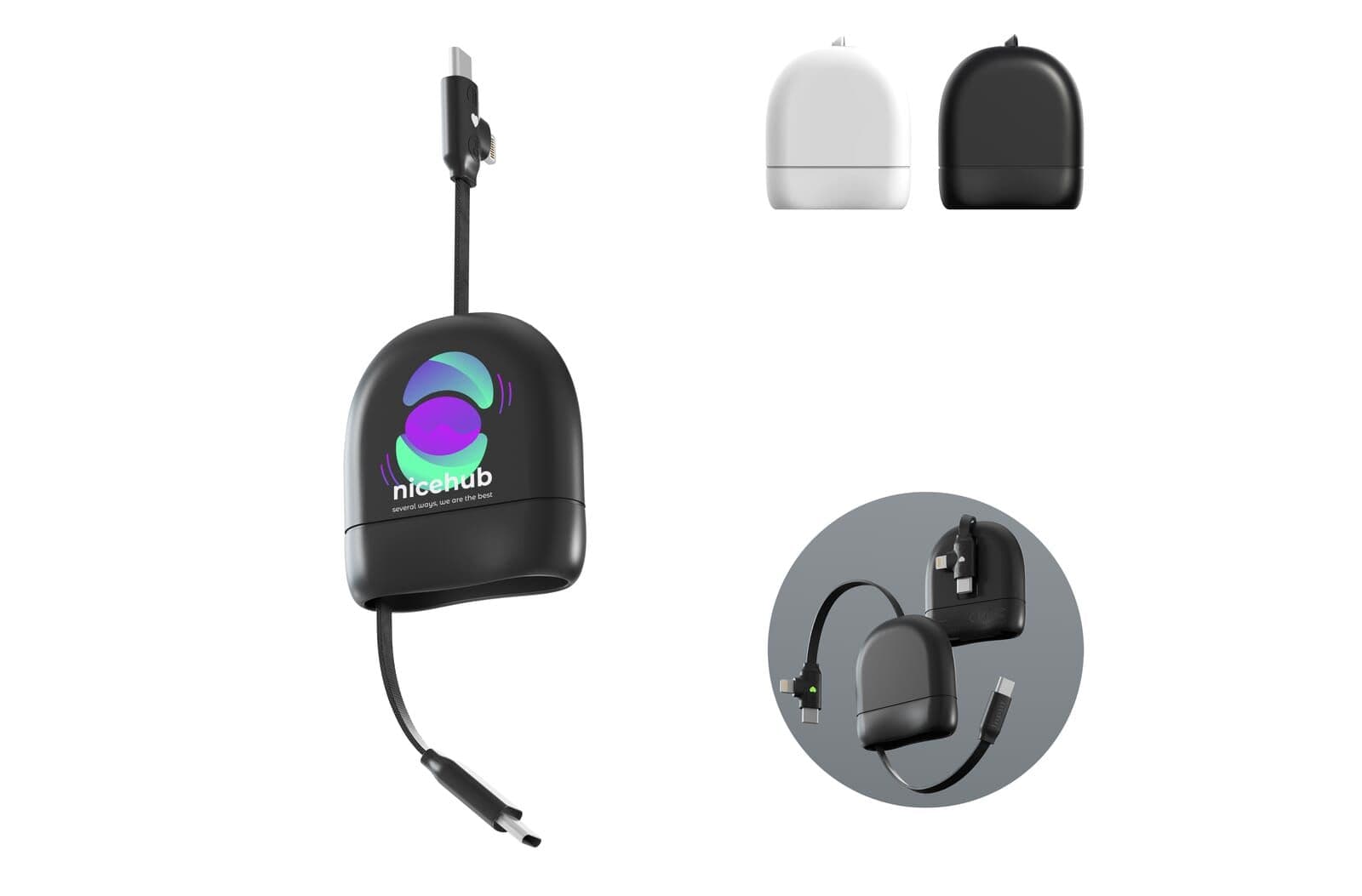 Xoopar ICE-R Uittrekbare USB-C en Lightning Kabel 60W 1 Meter 1
