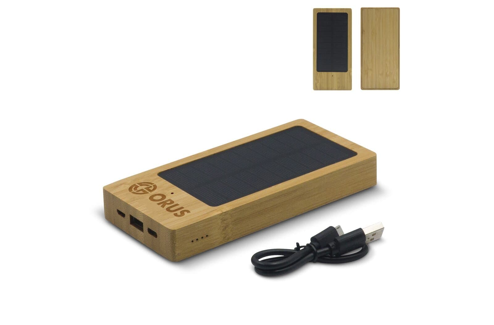 Powerbank Bamboe met Zonne Energie 8000mAh 1