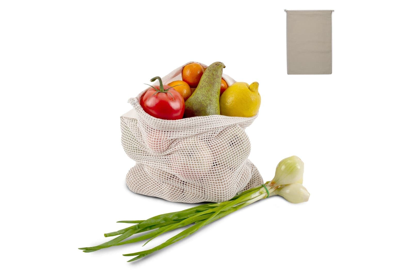 Herbruikbaar groente & fruit zakje OEKO-TEX® katoen ecru 30x40cm 1