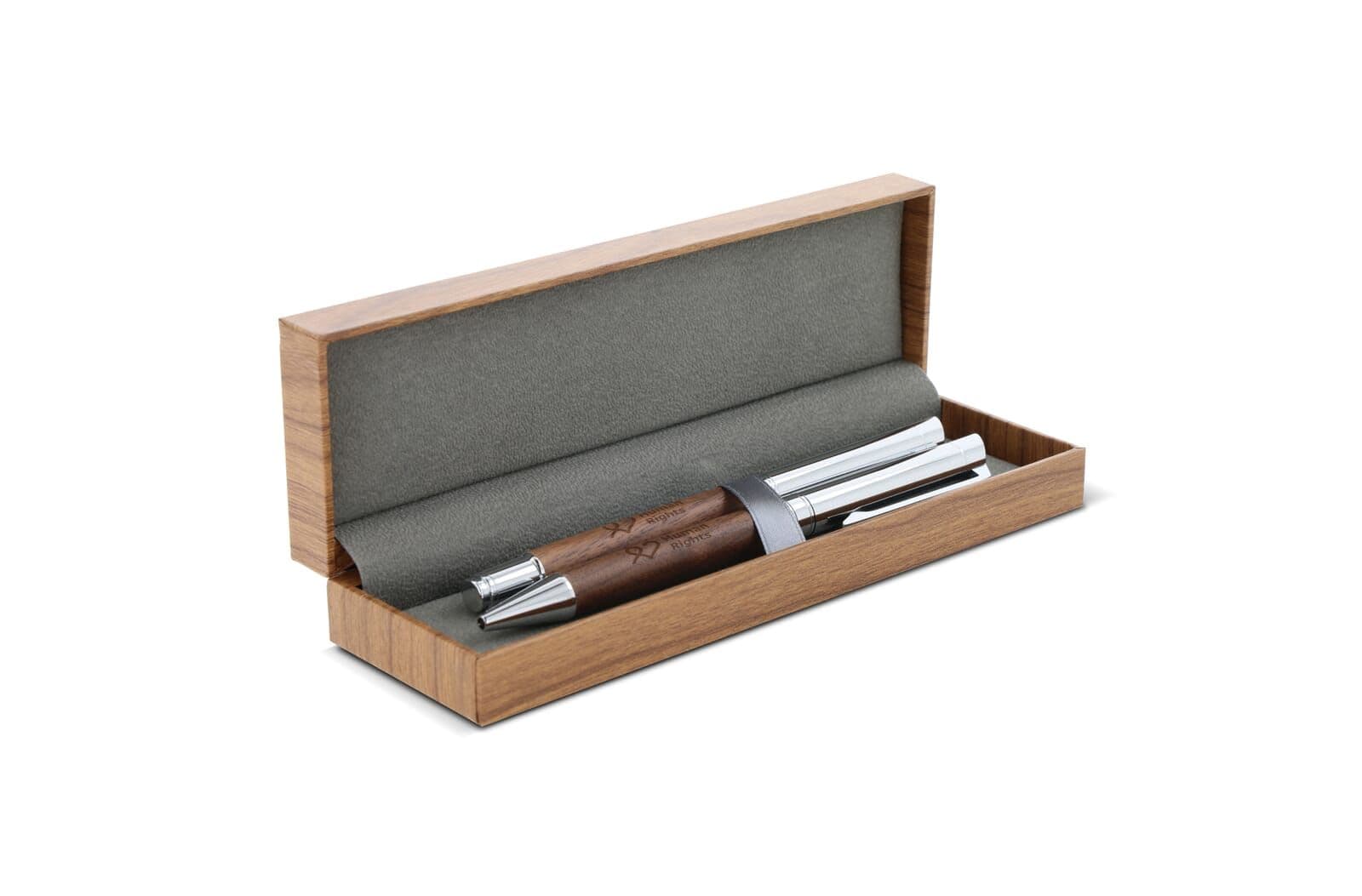 Balpen en rollerball set walnoot hout 1