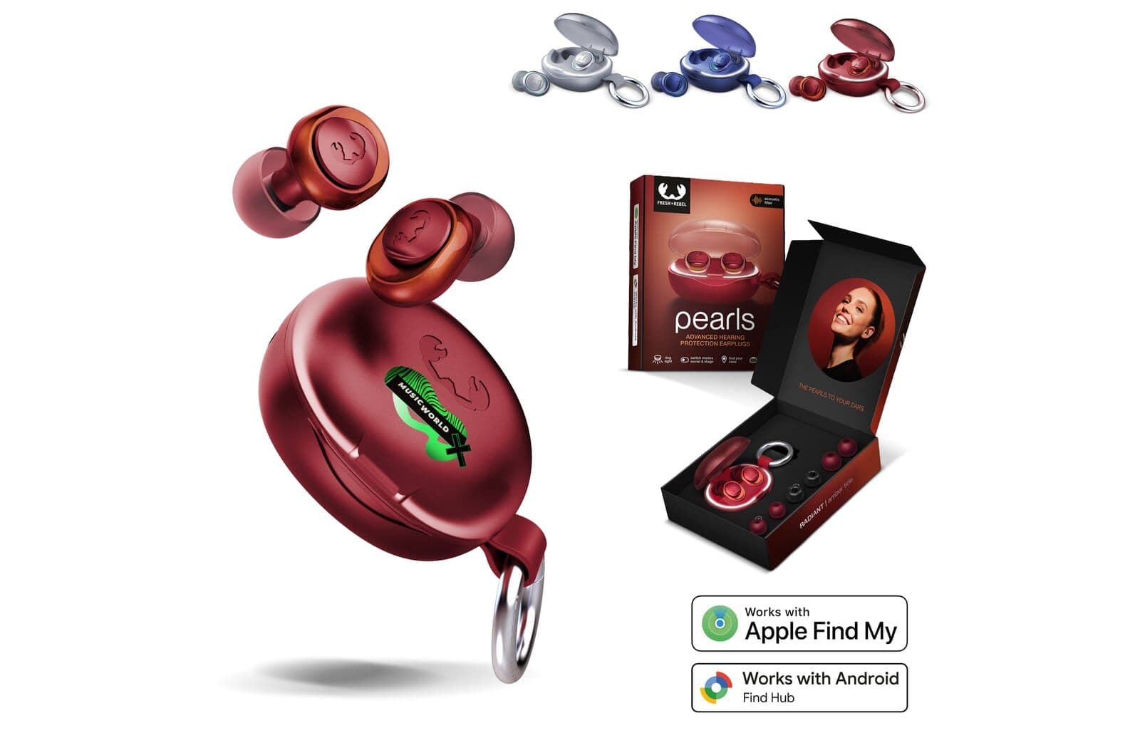 Fresh 'n Rebel Pearls Radiant Festival Oordopjes – Gecertificeerde Gehoorbescherming – Case met Tracker 1
