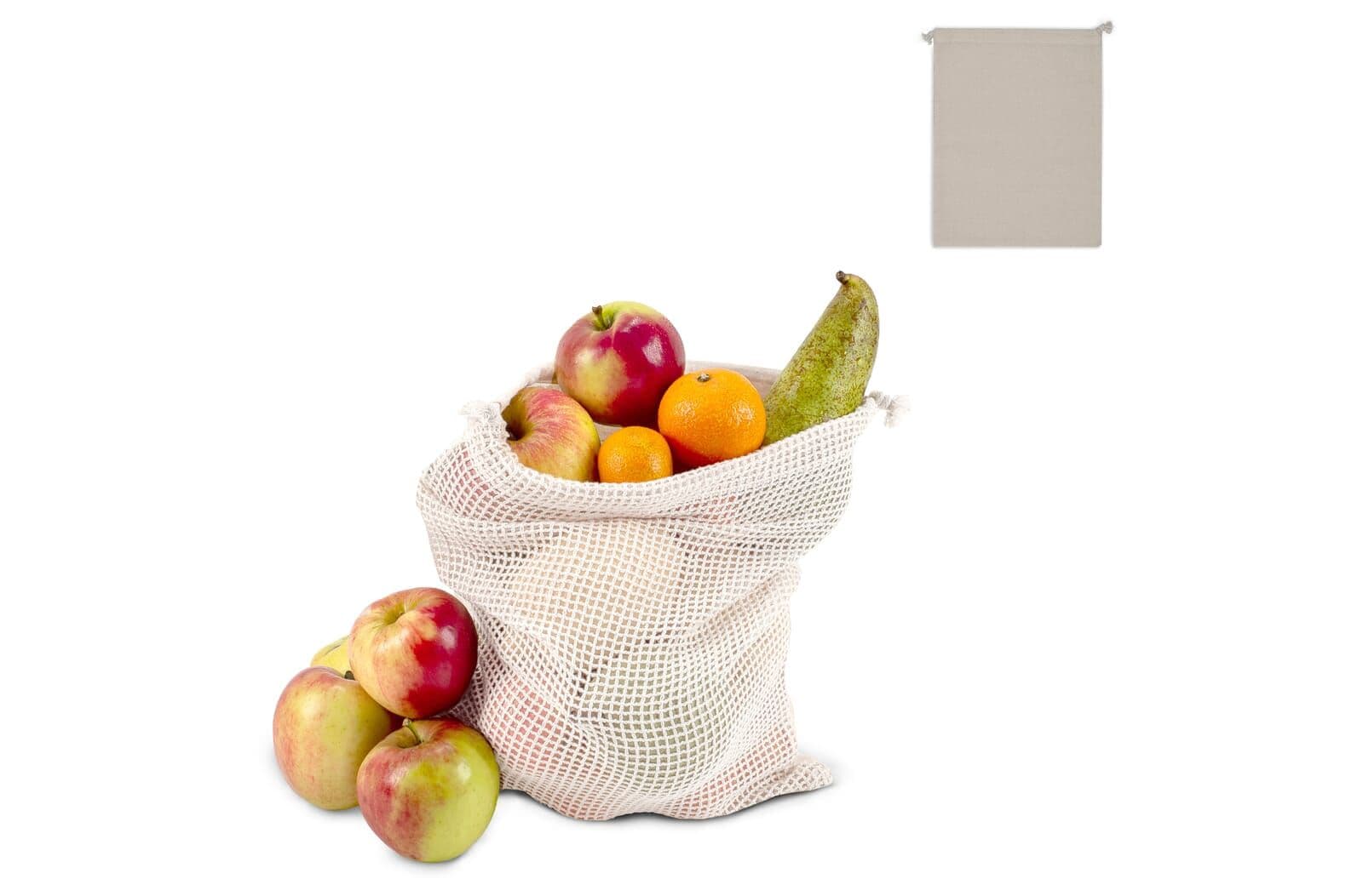 Herbruikbaar groente & fruit zakje OEKO-TEX® katoen ecru 25x30cm 1