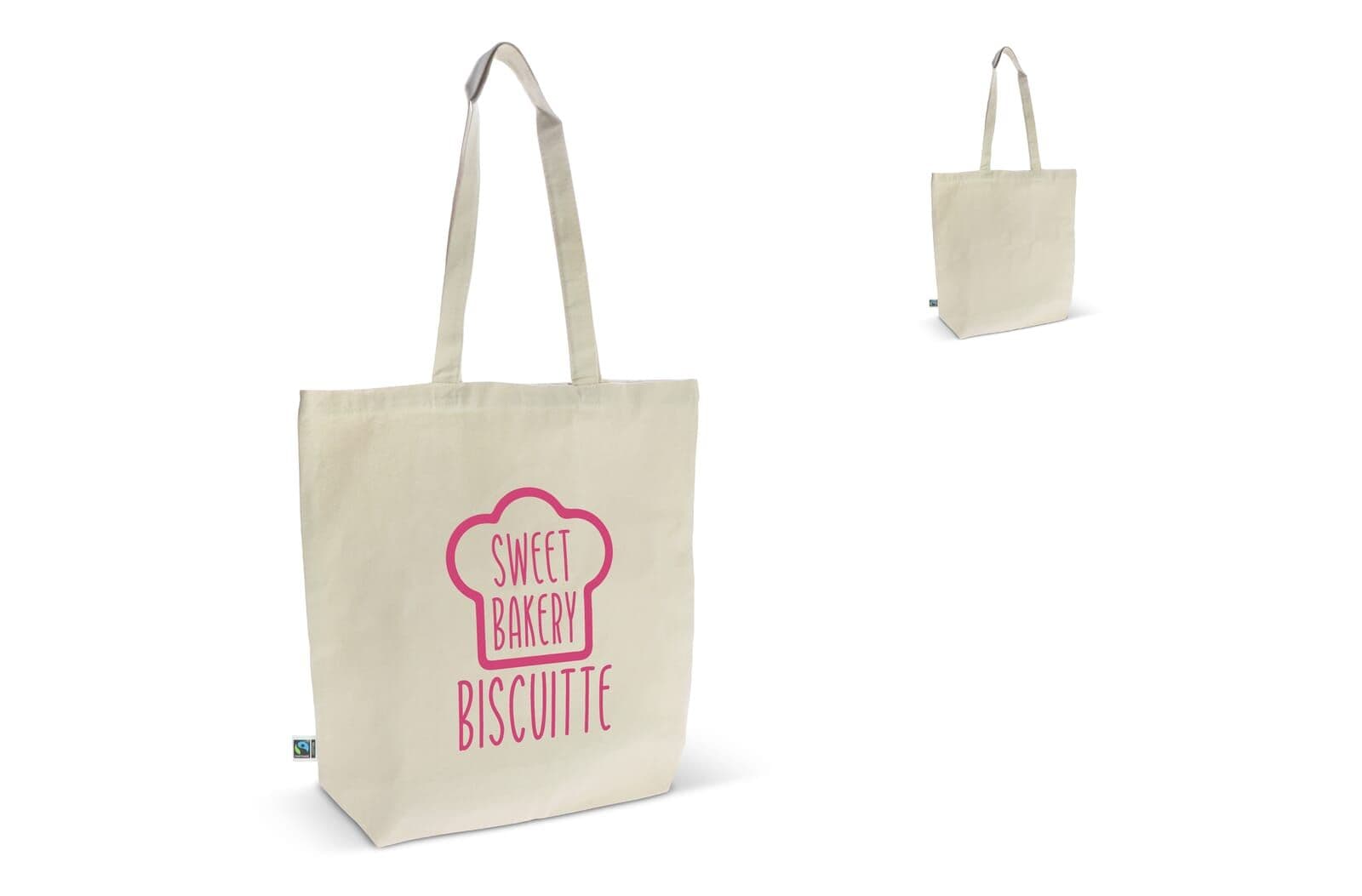 Fairtrade katoenen tas ecru lang 270g/m² 42x12x43 cm 1