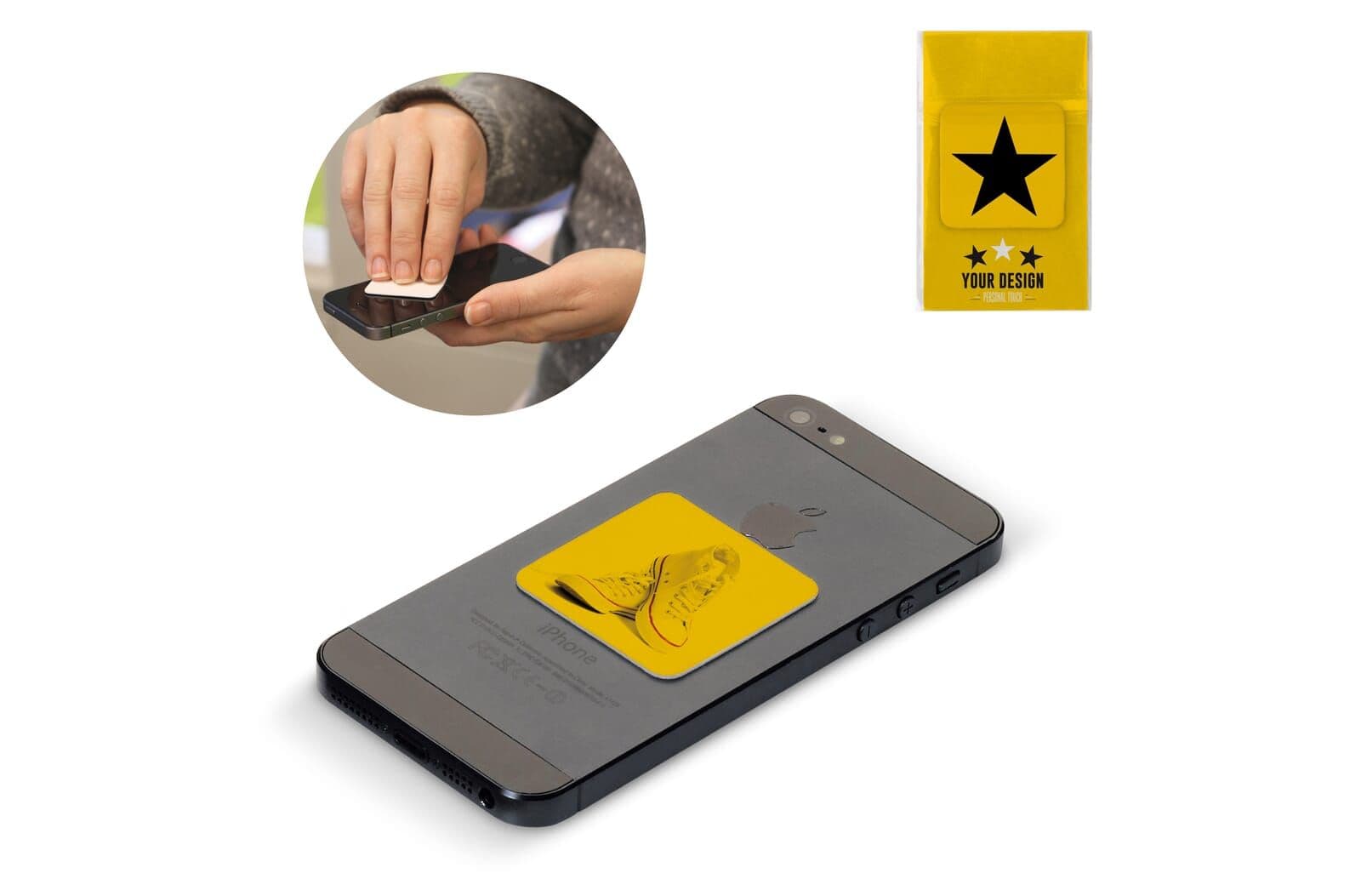 Smartphone schoonmaakdoekje  met antibacteriële bestanddelen sticky 1