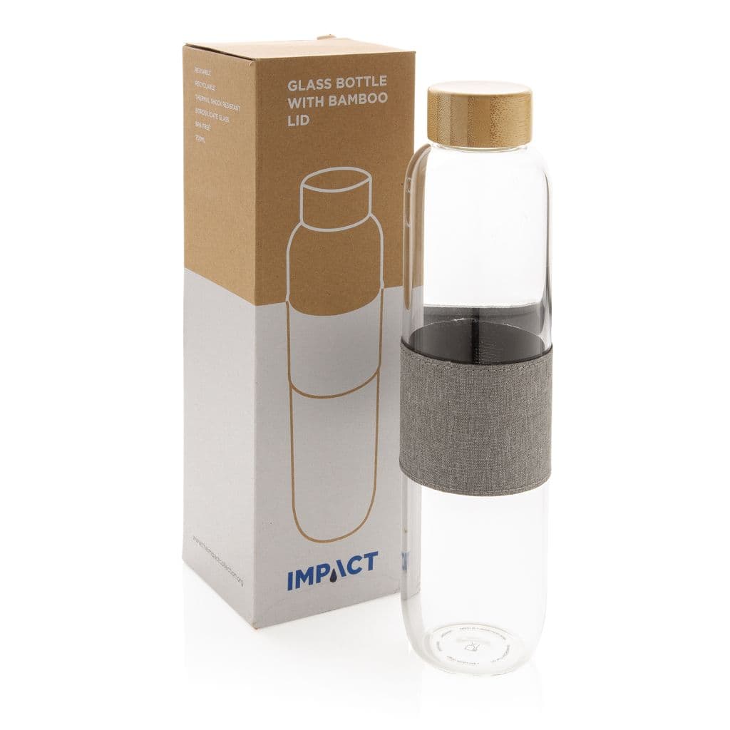Impact borosilicaat glazen fles met bamboe deksel thumbnail 3