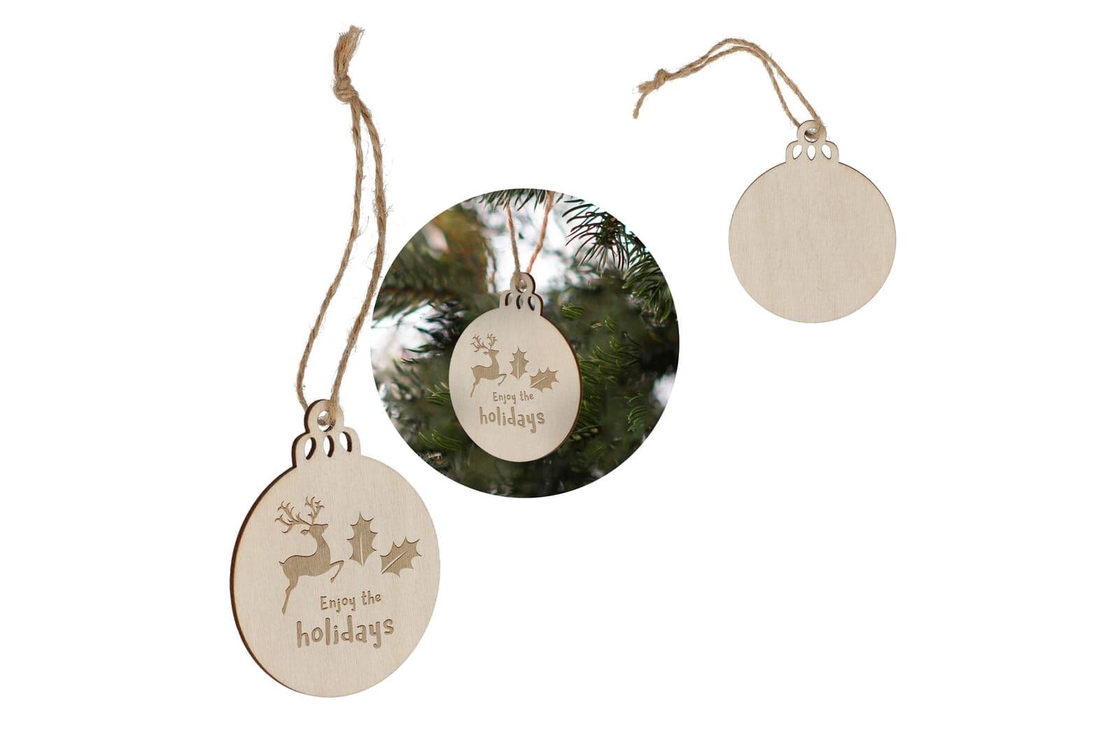 Houten kerstornament kerstbal 1