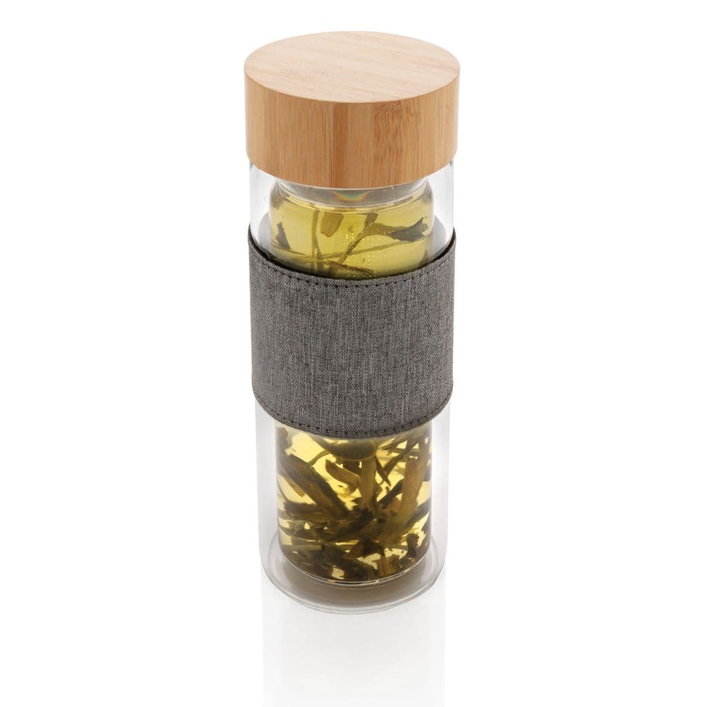 Impact dubbelwandige borosilicaat glazen drinkfles thumbnail 2