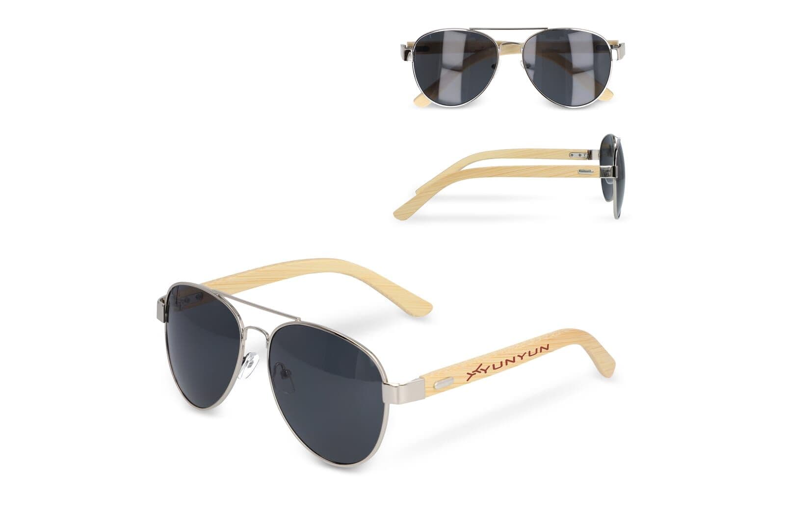 Aviator zonnebril met bamboe poten 1
