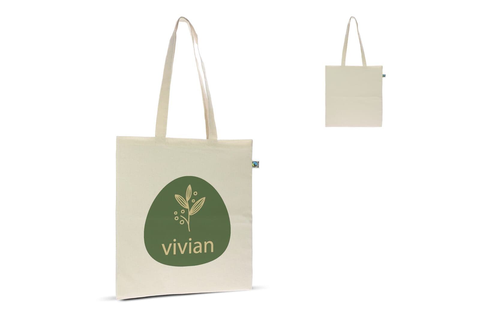 Fairtrade katoenen tas ecru lang 140g/m² 38x42cm 1