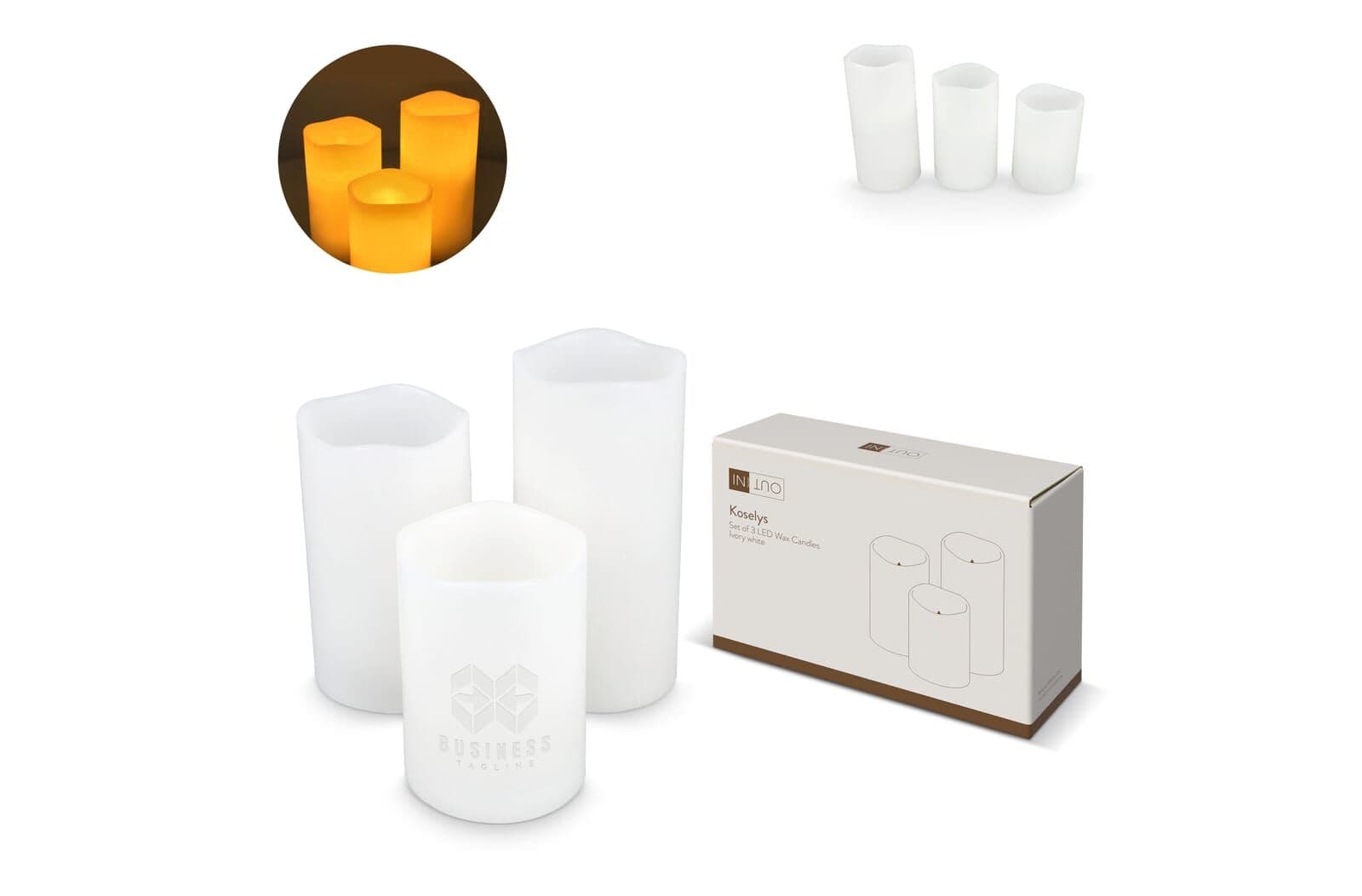 Koselys 3-delige set LED-waxkaarsen (op batterijen) 1
