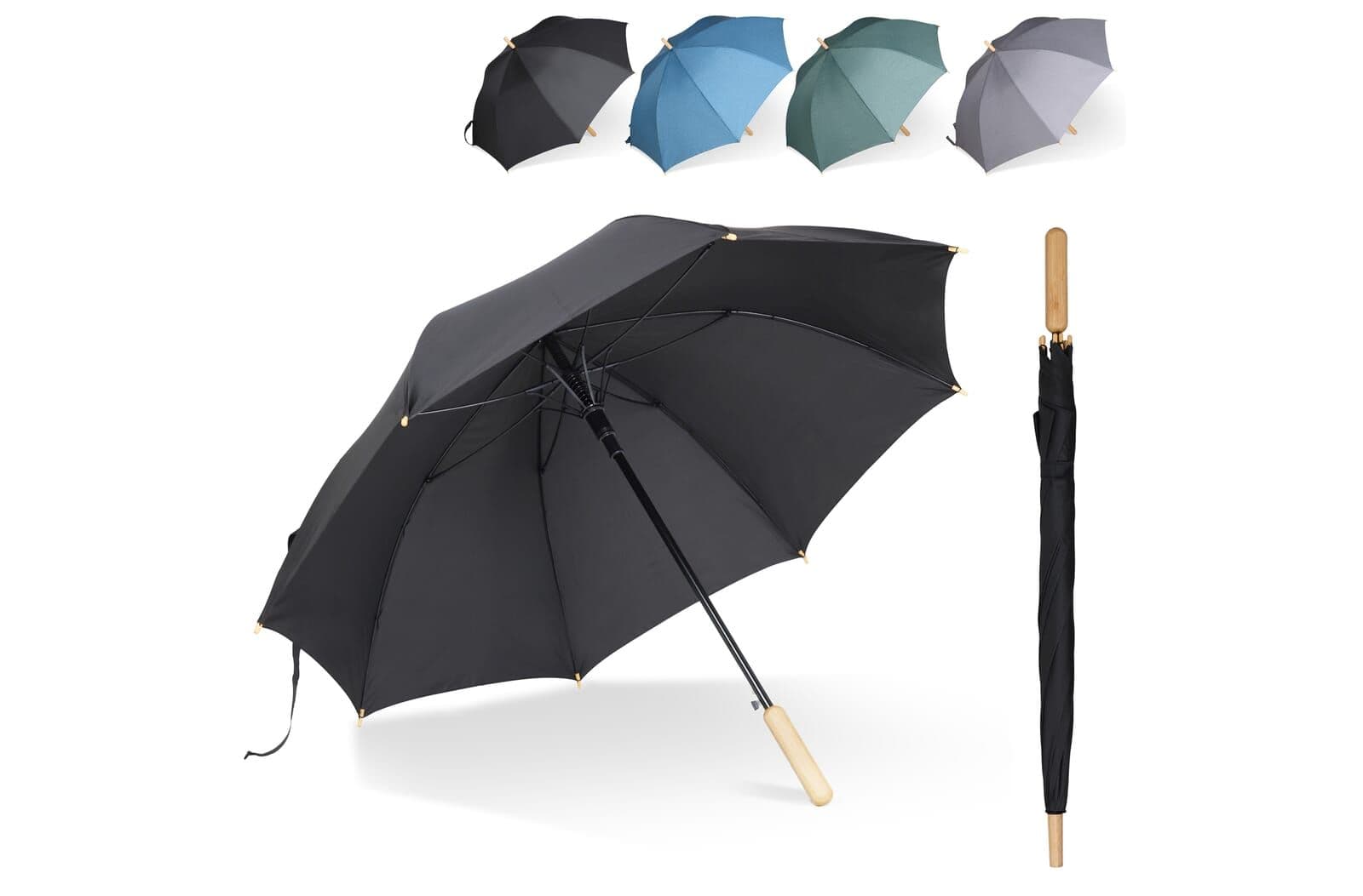 Stok paraplu 25” R-PET recht handvat auto open 1