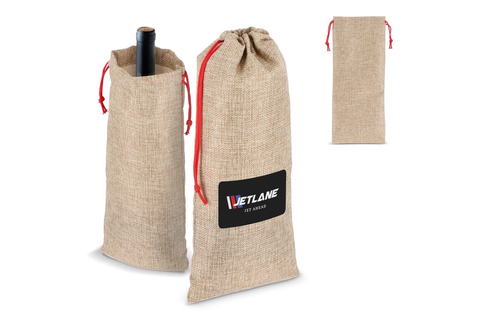 Jute-stijl flessentasje 14 x 34 cm 1