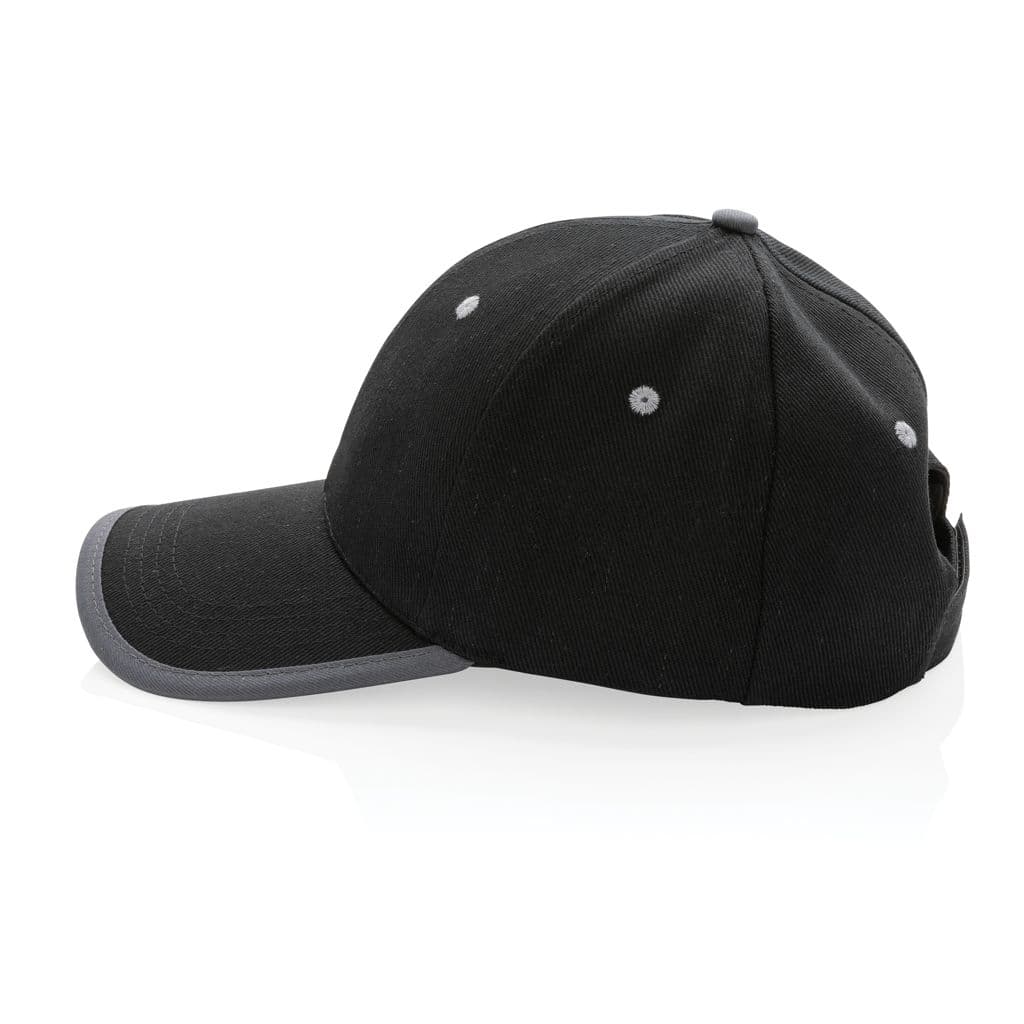 Impact AWARE™ 6 panel 280gr recycled katoen cap met bies thumbnail 4