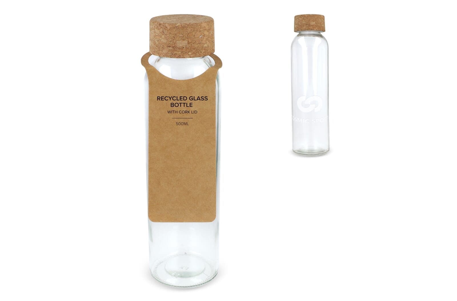 Gerecycled glazen fles met kurken dop 500ml 1
