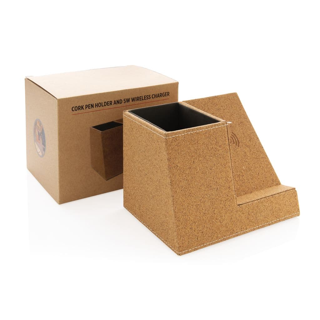 Kurken pen houder met 5W draadloze oplader thumbnail 7