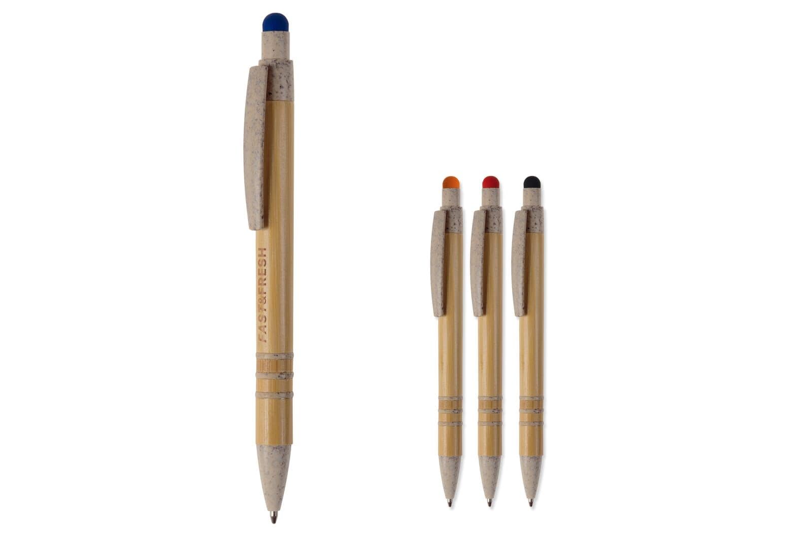 Balpen bamboe en tarwestro met stylus 1