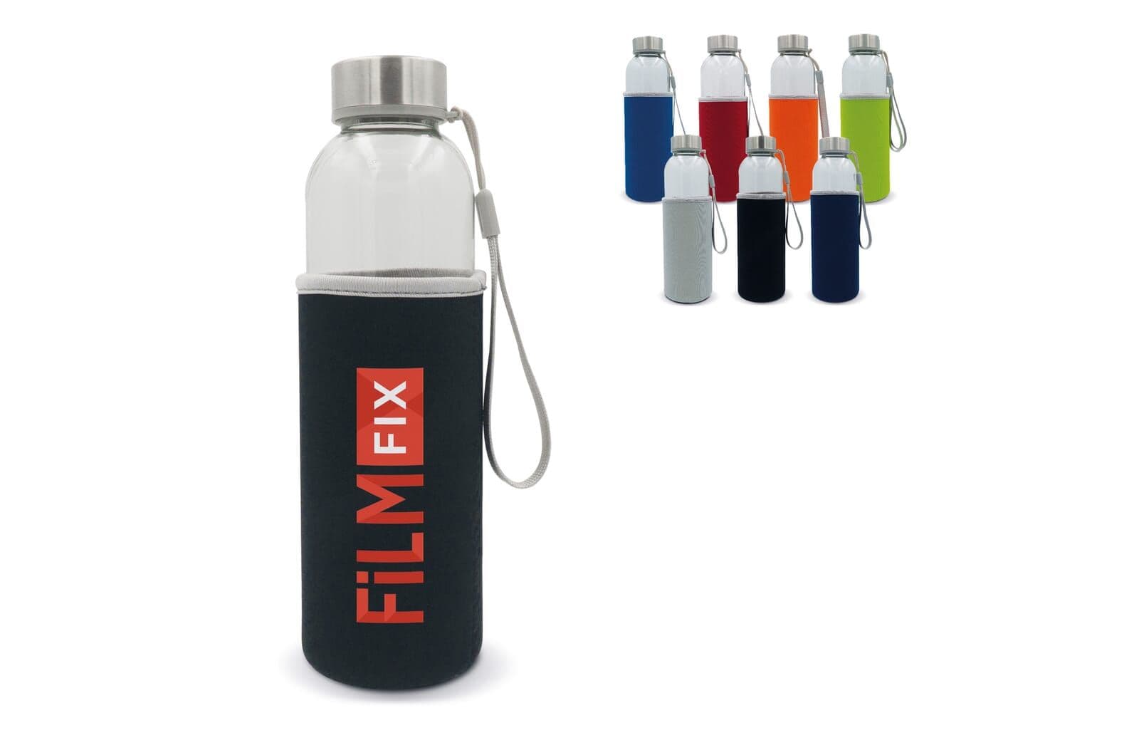 Waterfles glas met sleeve 500ml 1
