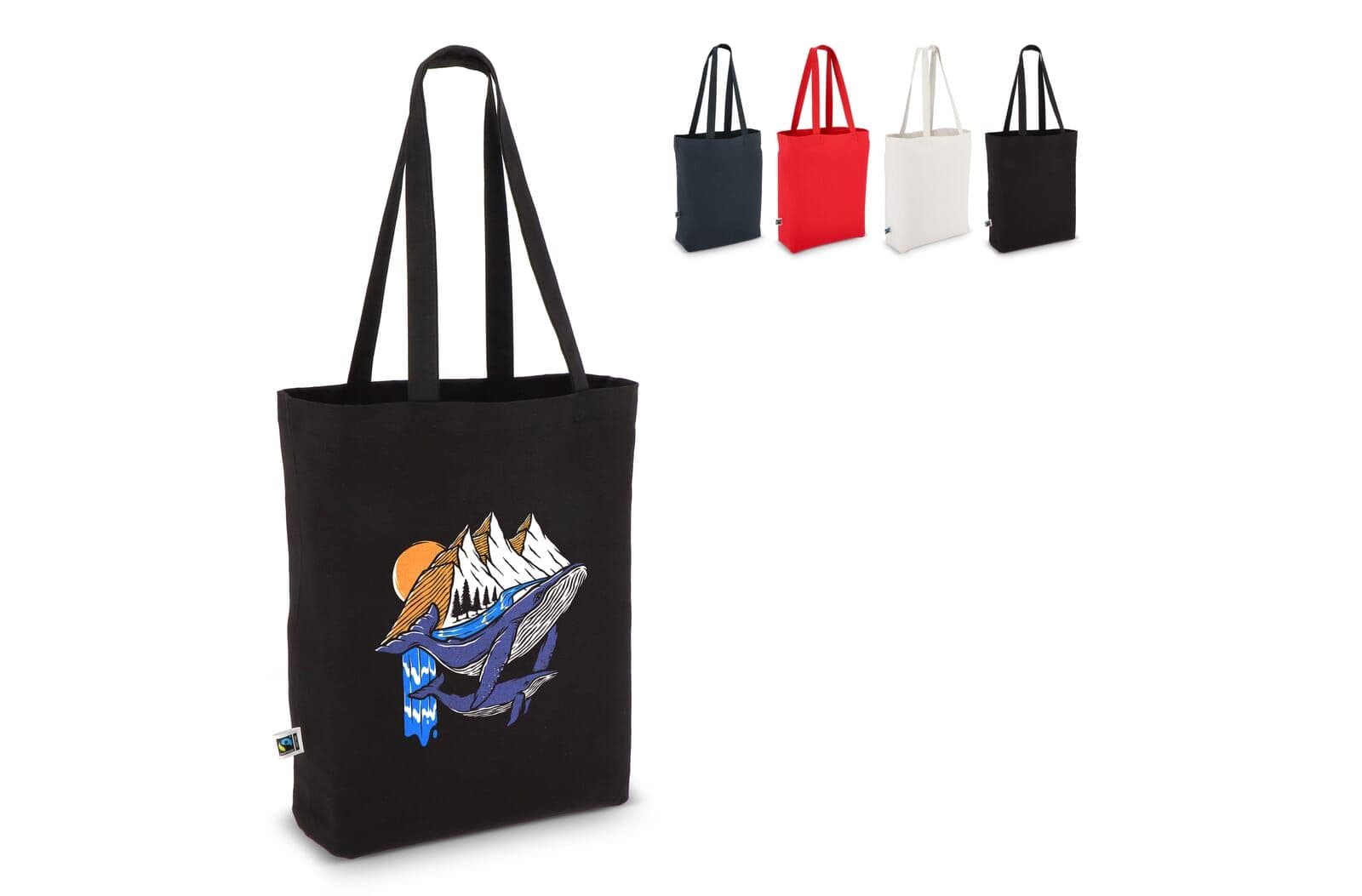 Fairtrade katoenen tas gekleurd lang 270g/m² 42x12x43cm 1