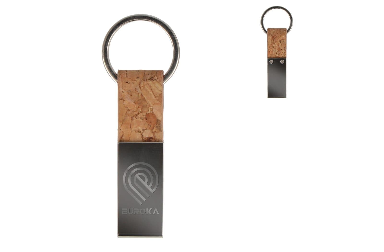 Sleutelhanger rechthoekig kurk & metaal 1