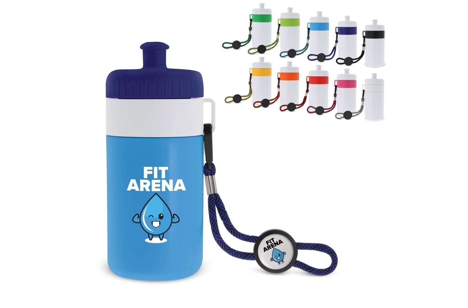 Sportbidon met rand en koord 500ml 1