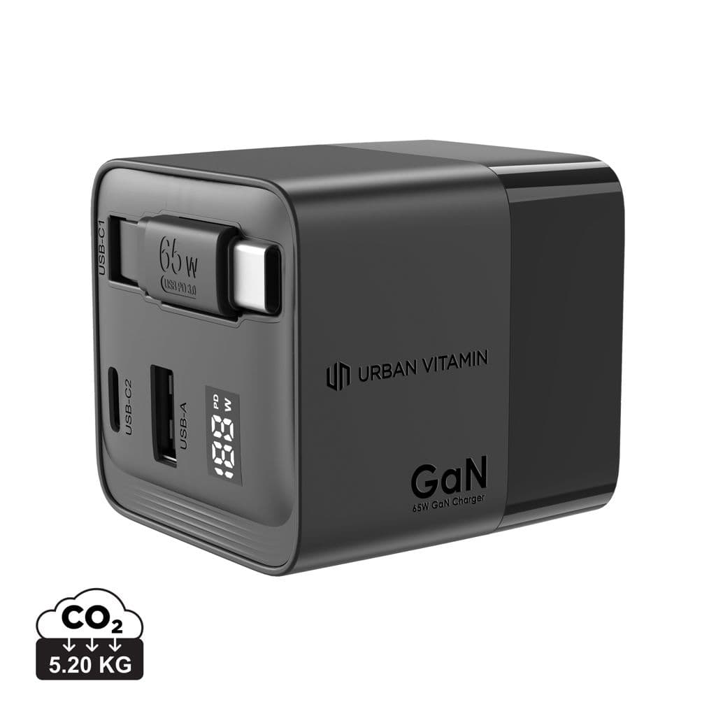 Urban Vitamin Mendocino 65W GaN lader, uittrekbare kabel 1