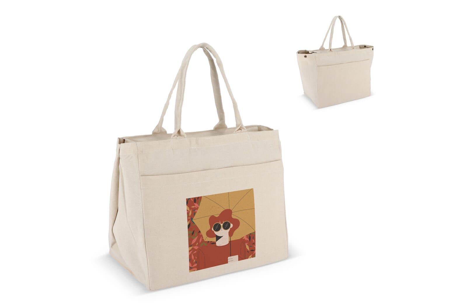 Katoen Tote met rits OEKO-TEX® 39 x 24 x 34cm 320g/m² 1