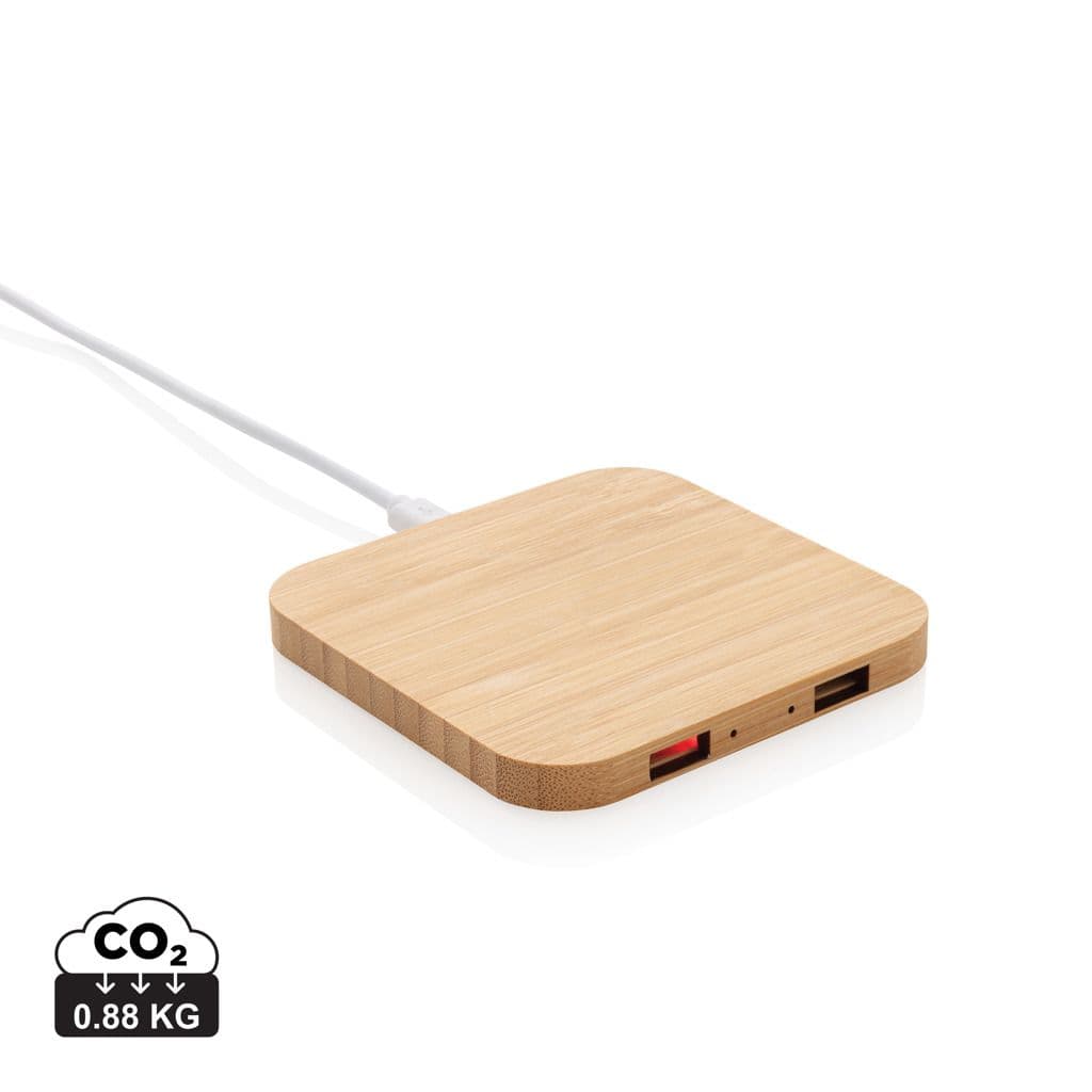 Bamboe 5W draadloze oplader met USB 1