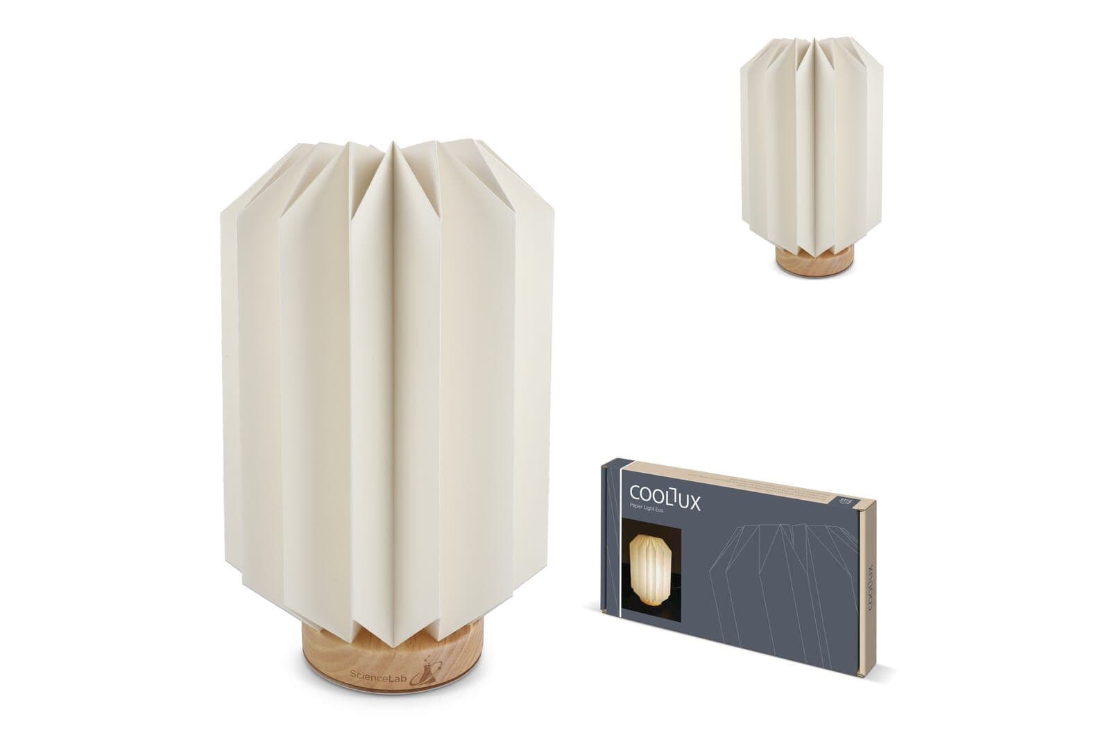 Coollux vouwbare papieren LED lamp Eos op houten voet, 25 cm (brievenbus doos) 1