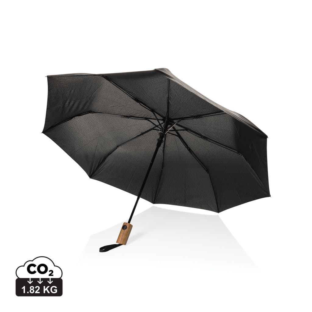 Kaycey 21" AWARE™ RPET Acaciahouten mini auto open paraplu 1