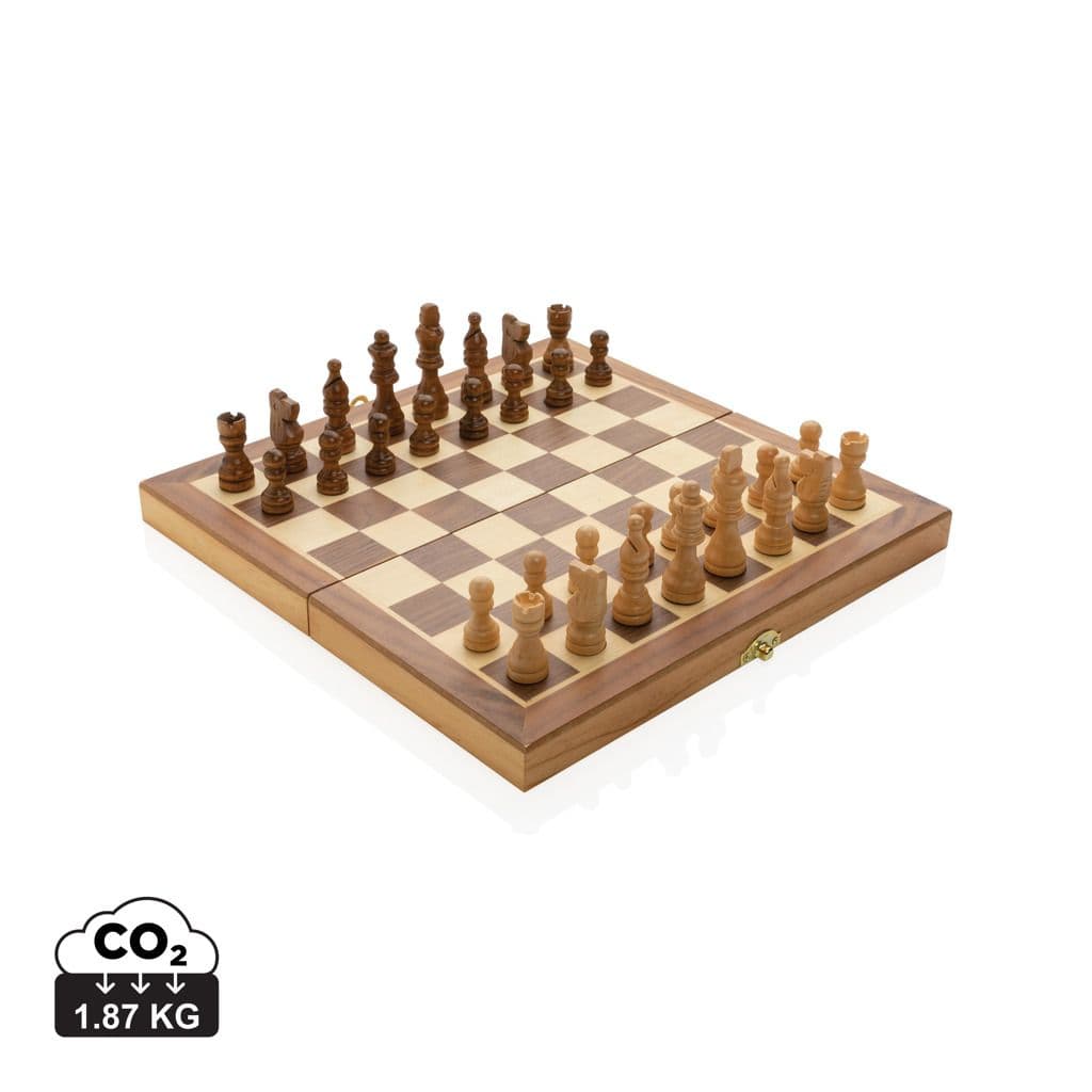 Luxe houten opvouwbaar schaakspel 1
