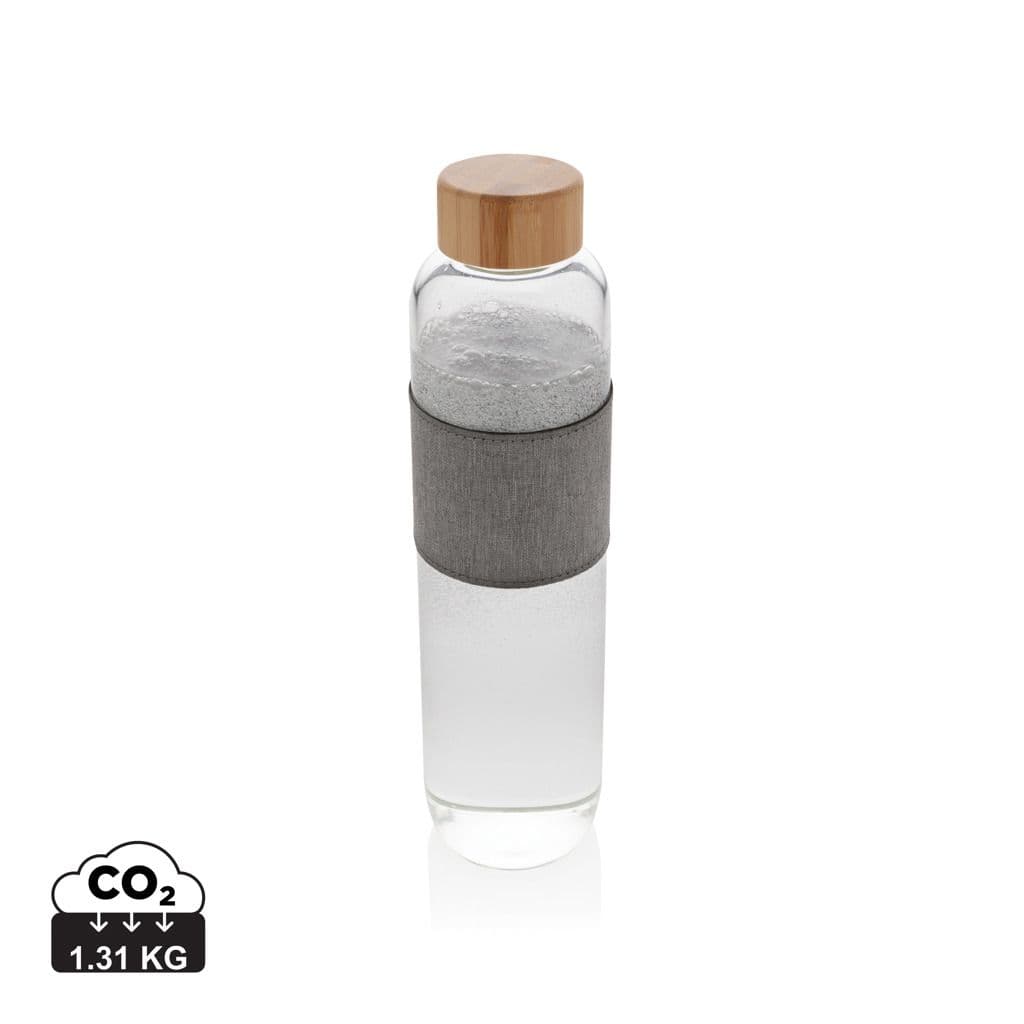 Impact borosilicaat glazen fles met bamboe deksel 1