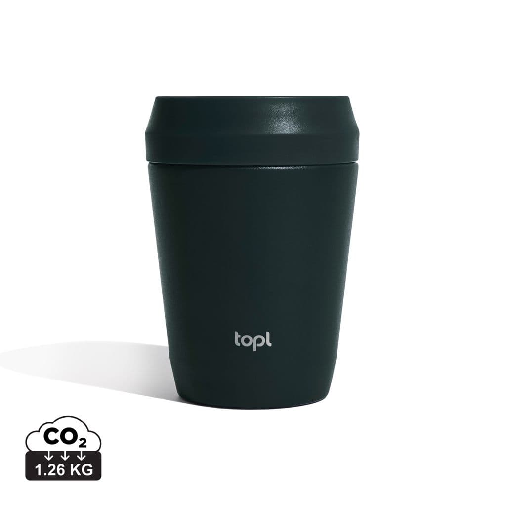 Topl Recycled Staal To Go beker gepatenteerd 360 Lid 235ml 1