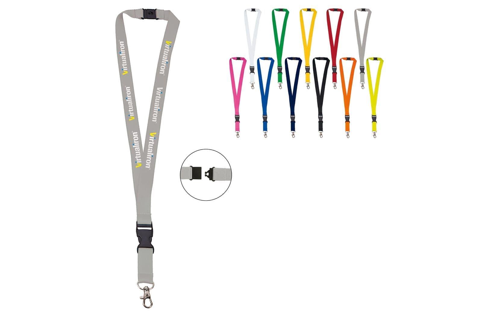 Polyester lanyard 20 mm met gesp en haak 1