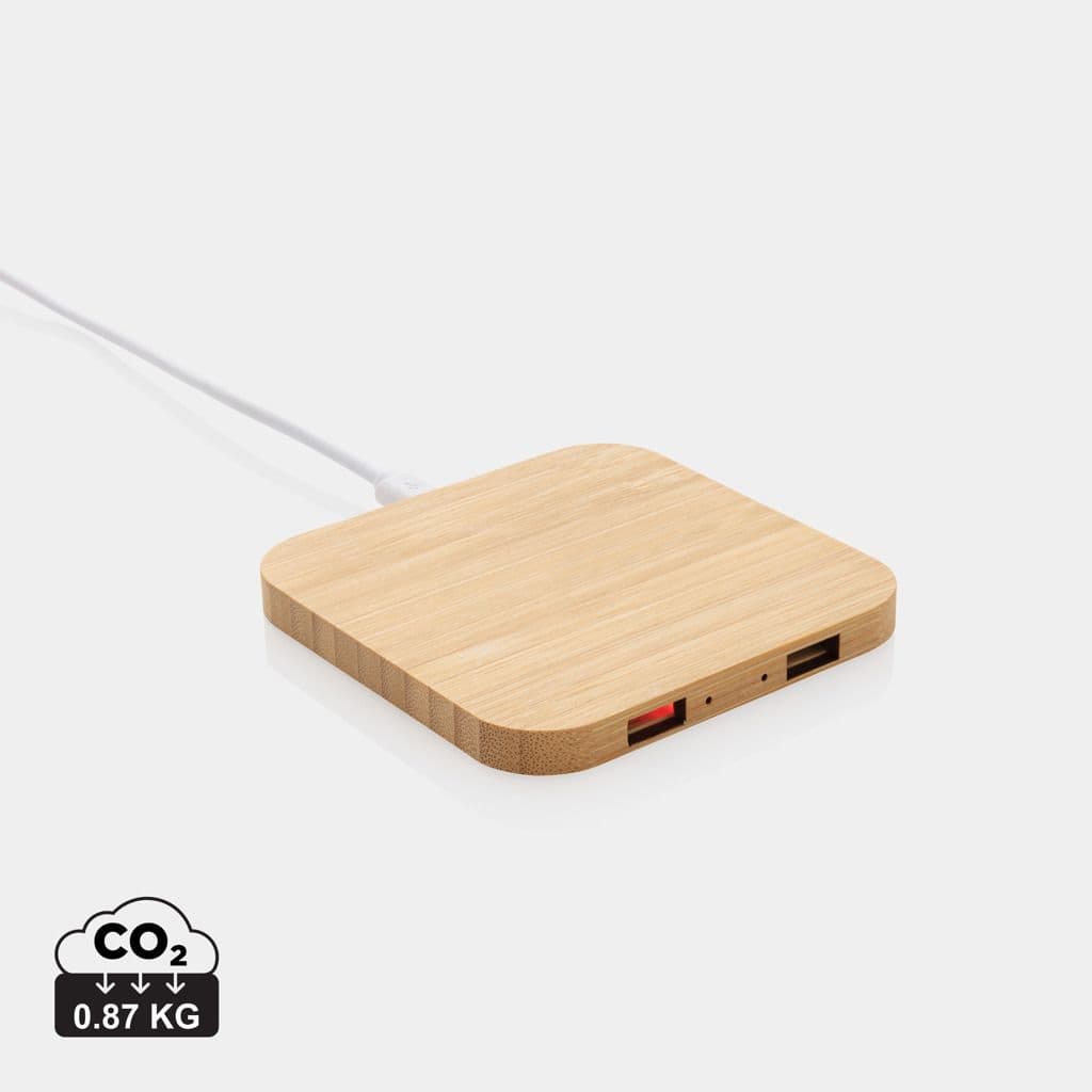Bamboe 10W draadloze oplader met USB 1