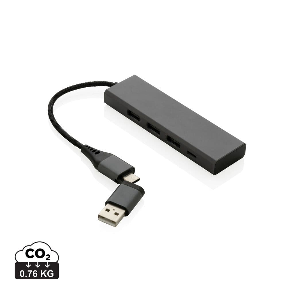 Terra RCS gerecycled aluminium hub met 3 USB-poorten 1