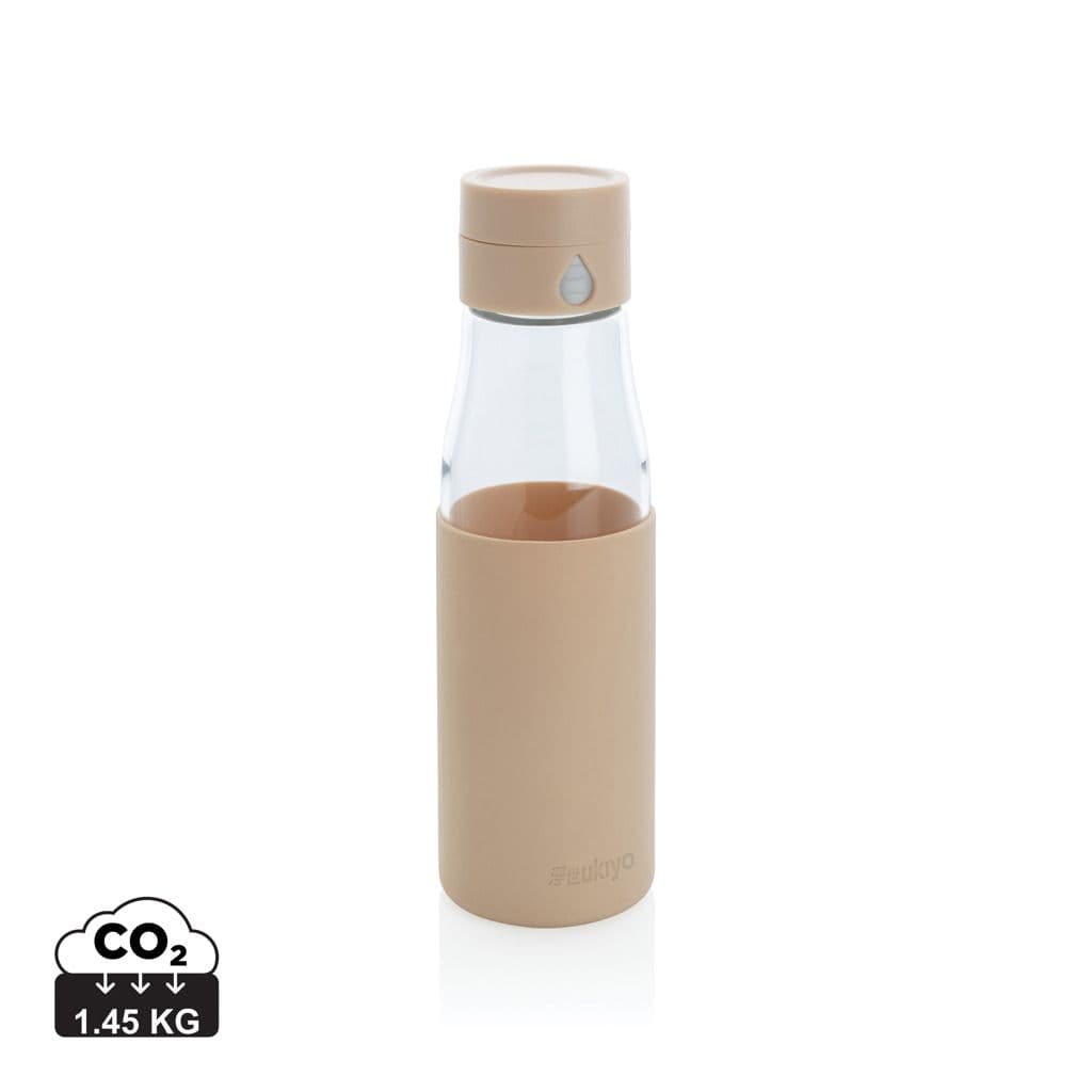 Ukiyo glazen hydratatie-trackingfles met sleeve 1
