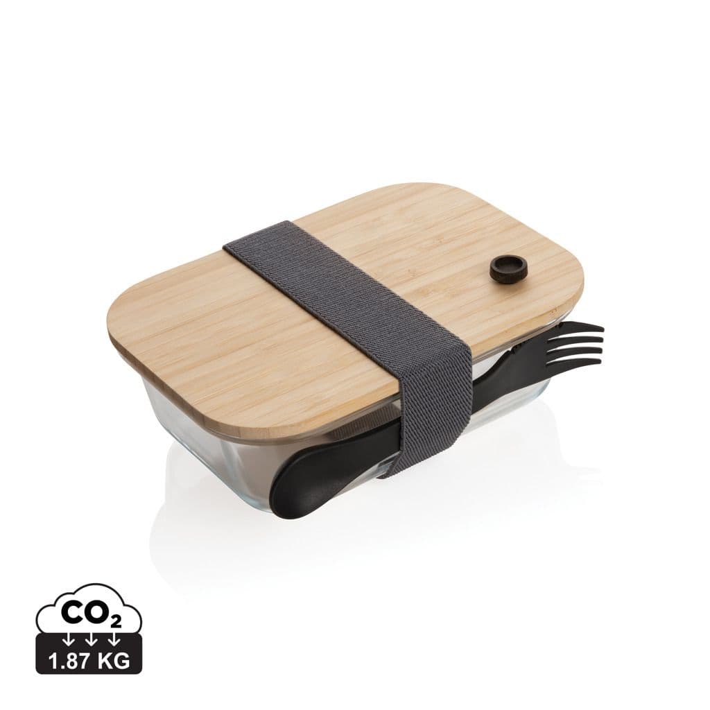 Glazen lunchbox met bamboe deksel 1