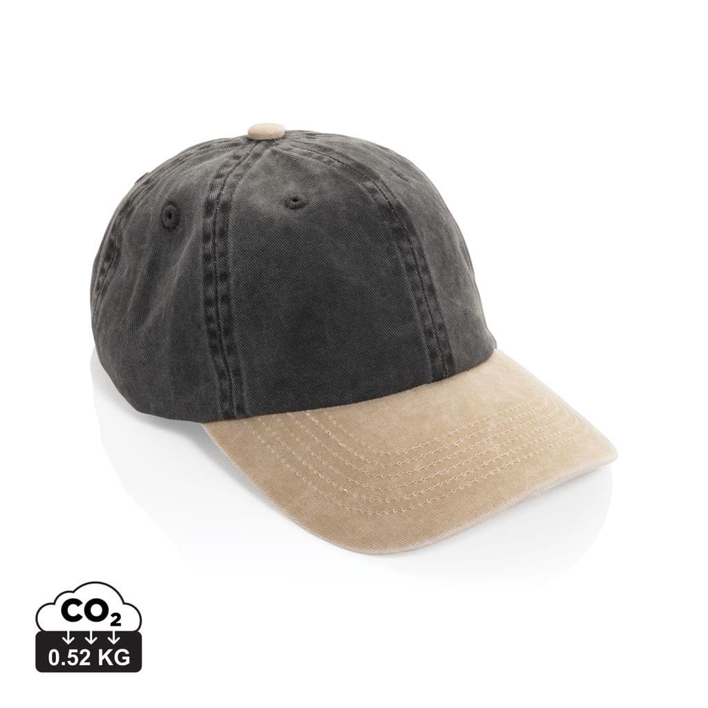 BEAU AWARE™ Washed 6 panel 270gsm cotton twill two tone cap 1