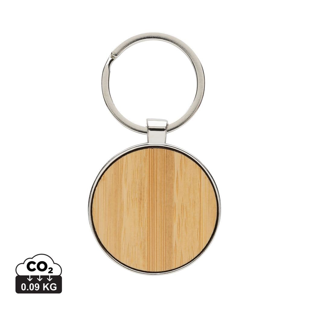 RCS sleutelhanger van gerecyclede zinc alloy met bamboe 1
