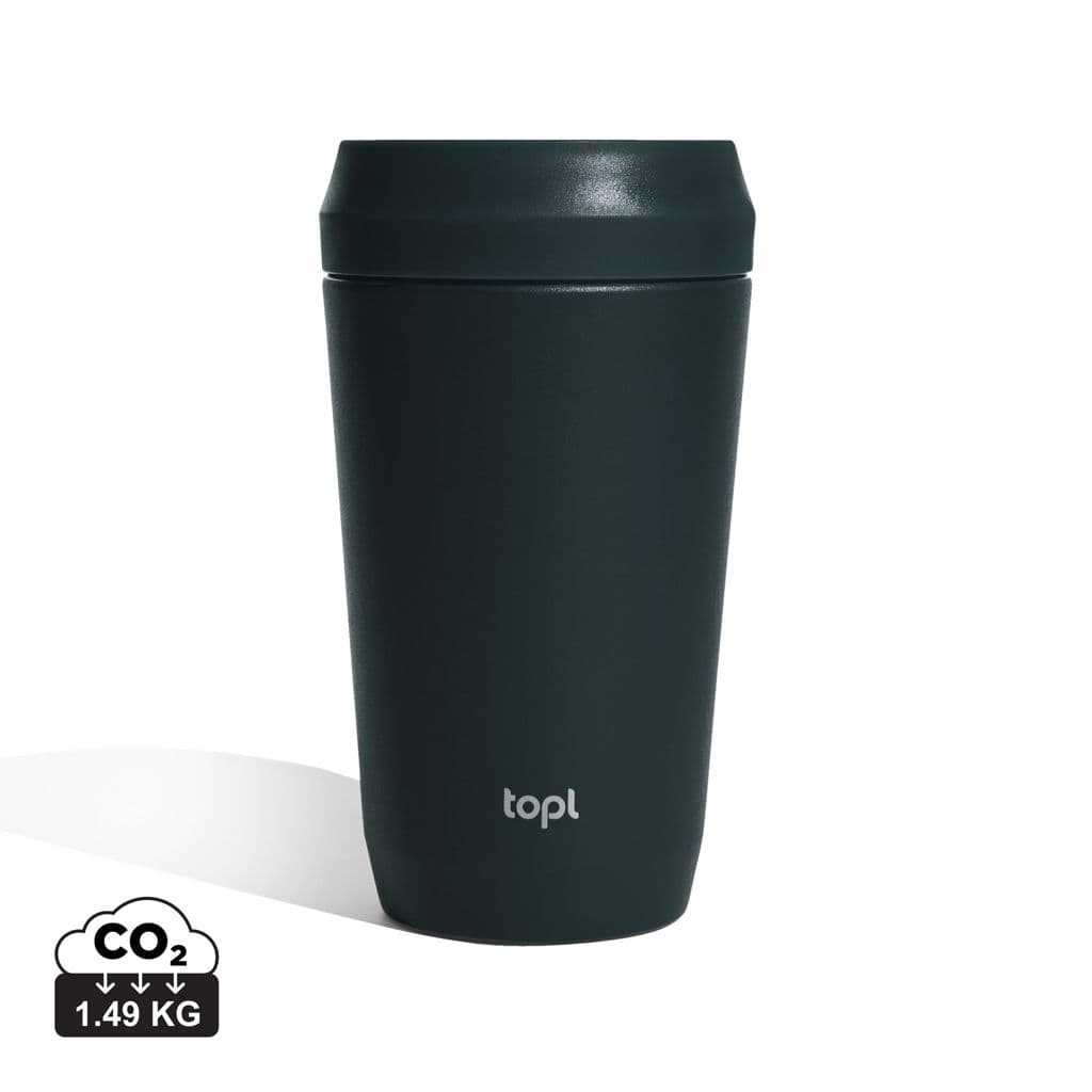 Topl Recycled RVS To Go beker gepatenteerd 360 Lid 354ml 1