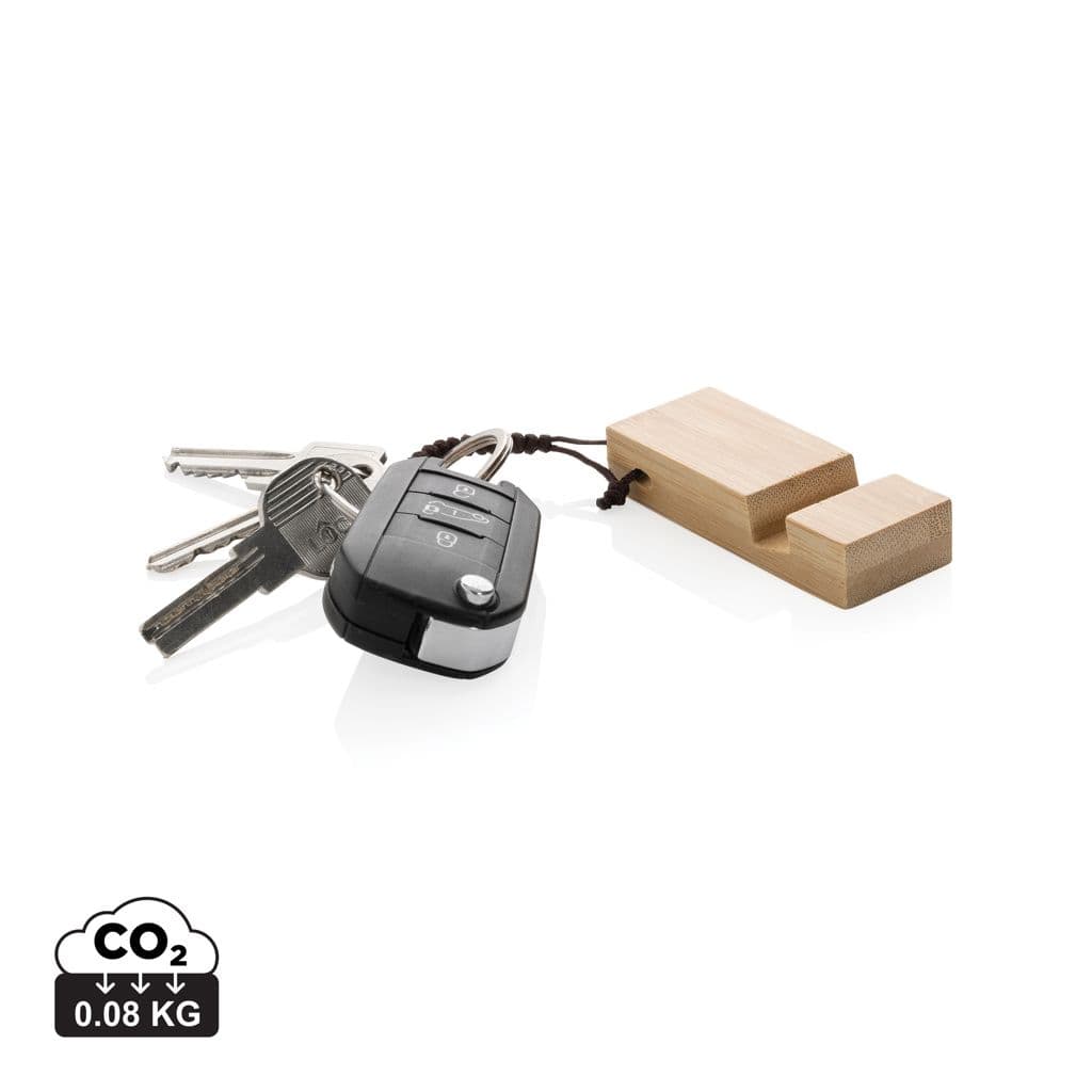 Standkey bamboe sleutelhanger telefoonstandaard 1